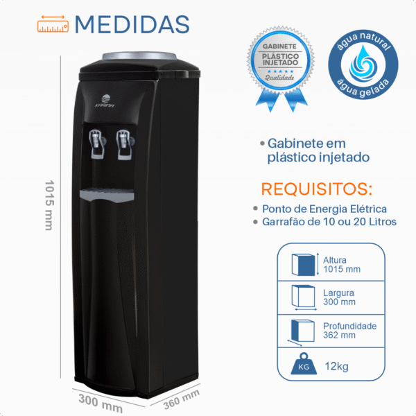 Coluna-K30i-004 Bebedouro coluna para galão gelado cor preto