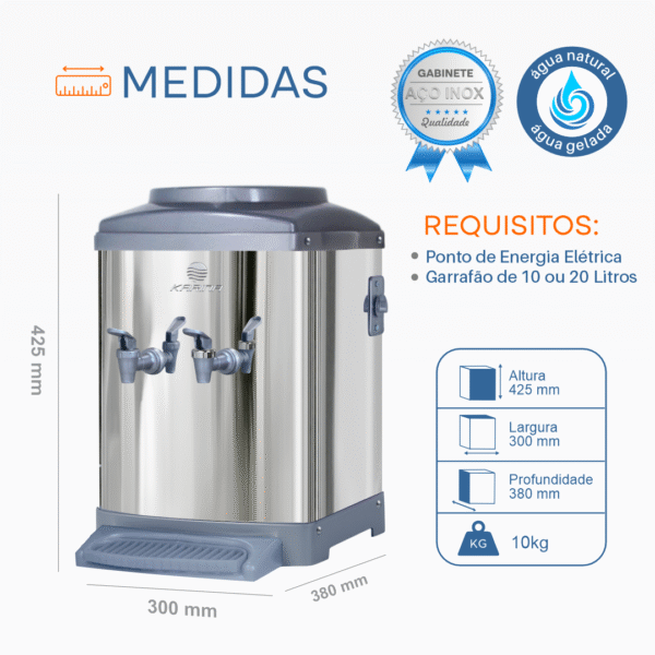 Bebedouro de água gelada para balcão inox