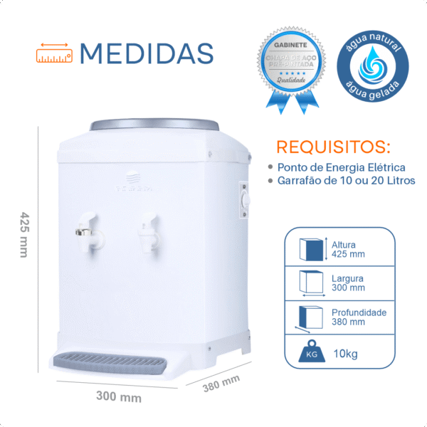 Bebedouro gela água para balcão cor branco linha premium