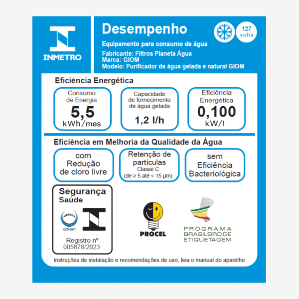 RET1wAgUuzXn Purificador de Água Natural, Gelada e Alcalina GIOM PA11 - 127V