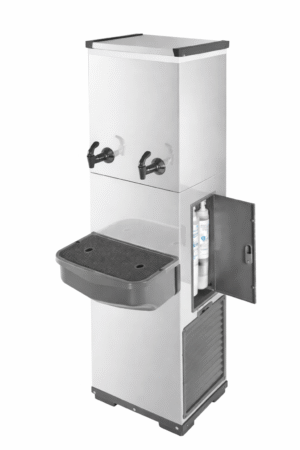 ChatGPT Image 13 de jan. de 2026, 15_06_31 Bebedouro Industrial 50 litros, em Inox com 2 Torneiras (1 natural)