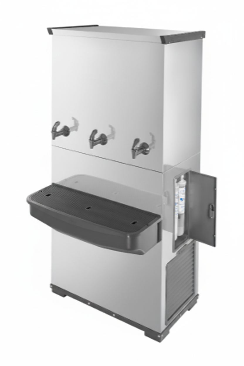 Bebedouro Industrial 100 litros em Inox com 3 Torneiras (1 natural)